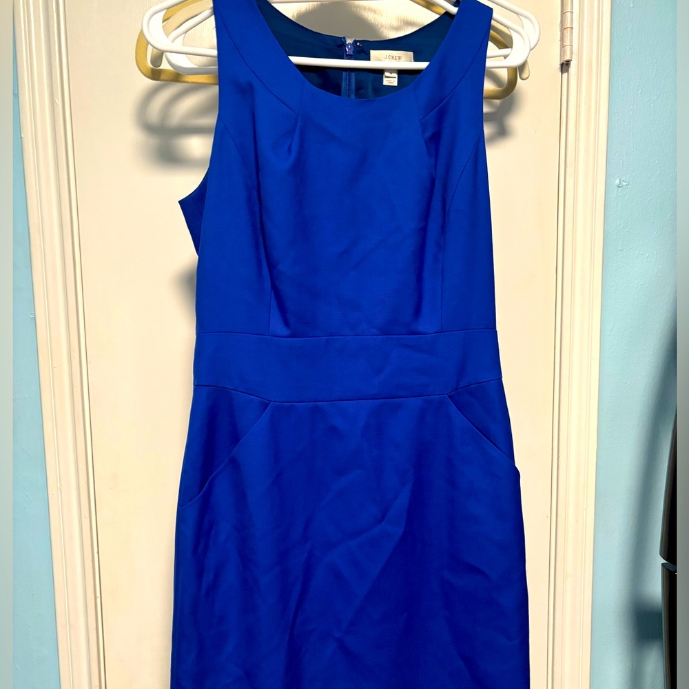 J. Crew Vibrant Blue Dress sleeveless with pockets wool